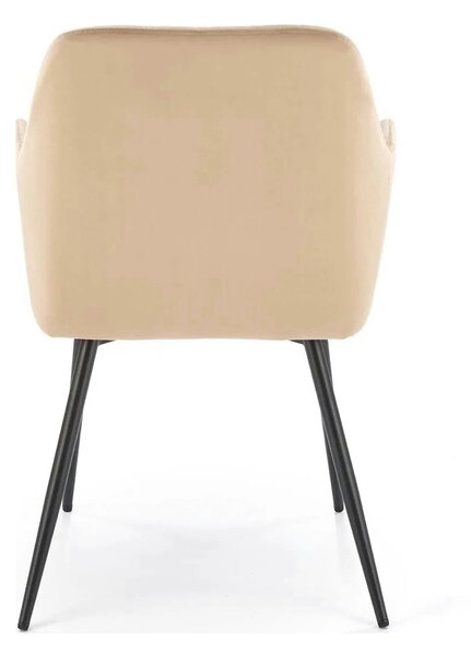 Scaun bej tapitat K558, bej/negru, stofa catifelata/metal, 59x60x86 cm