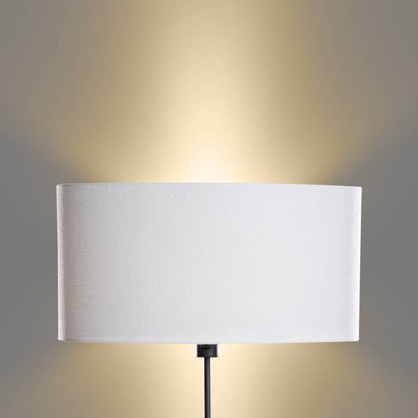 Lampă de podea neagră cu abajur oval din in alb 50cm - Parte