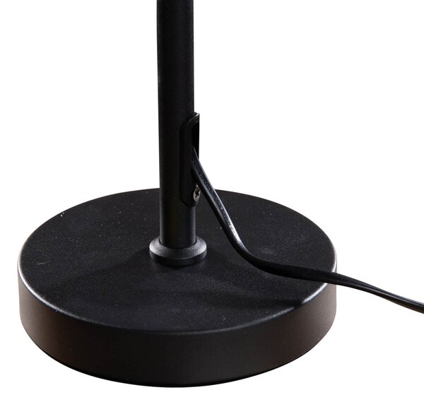 Lampă de masă neagră cu abajur oval din in alb 35cm - Parte
