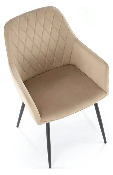 Scaun bej tapitat K558, bej/negru, stofa catifelata/metal, 59x60x86 cm