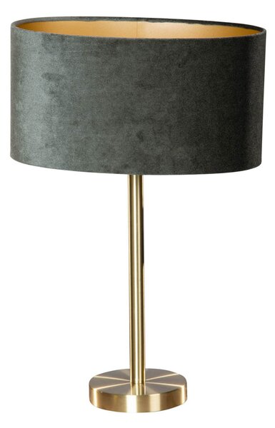 Lampă de masă din alamă cu abajur oval din catifea verde 35cm - Simplo