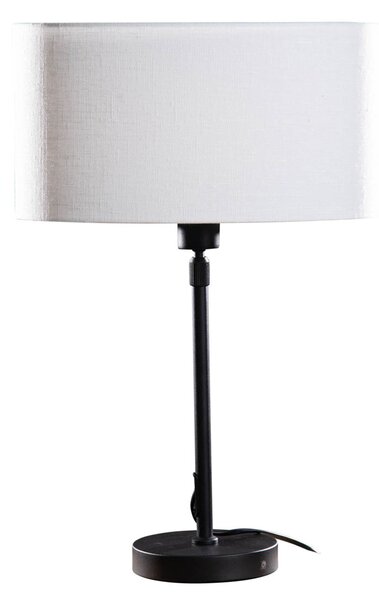 Lampă de masă neagră cu abajur oval din in alb 35cm - Parte