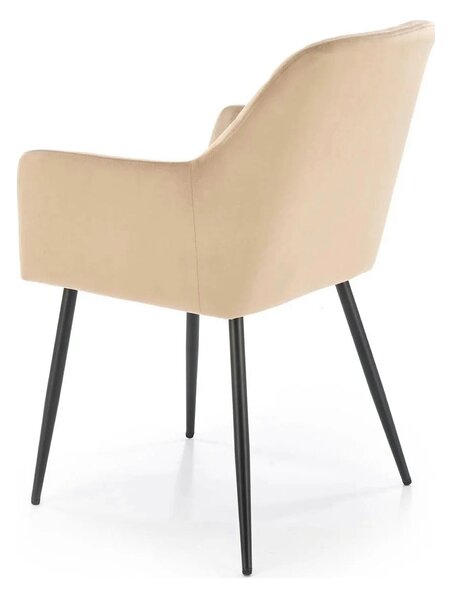Scaun bej tapitat K558, bej/negru, stofa catifelata/metal, 59x60x86 cm