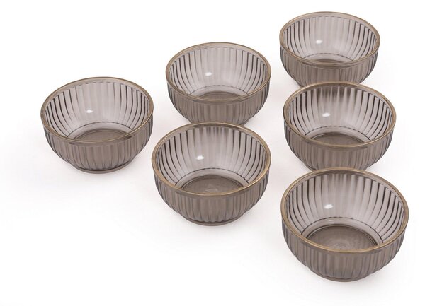 Set 6 boluri, Fumuriu, 10x10x5 cm