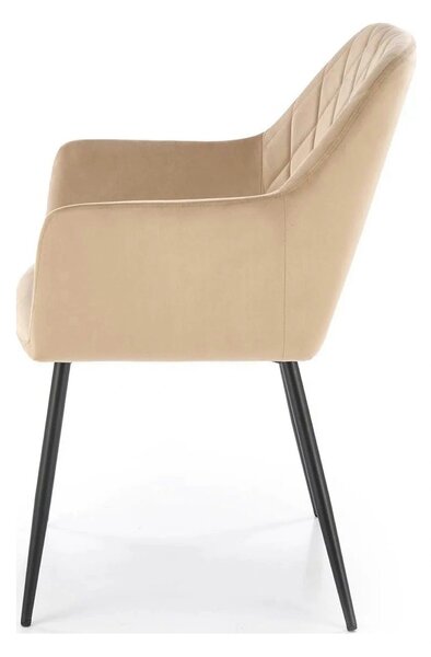 Scaun bej tapitat K558, bej/negru, stofa catifelata/metal, 59x60x86 cm