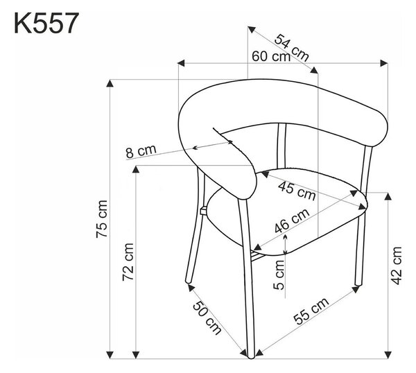 Scaun K557, bej deschis/alb, stofa clasica/metal, 60x54x75 cm