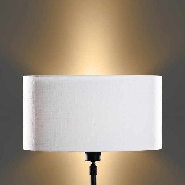 Lampă de masă neagră cu abajur oval din in alb 35cm - Parte