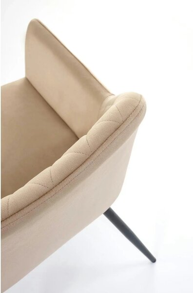 Scaun bej tapitat K558, bej/negru, stofa catifelata/metal, 59x60x86 cm