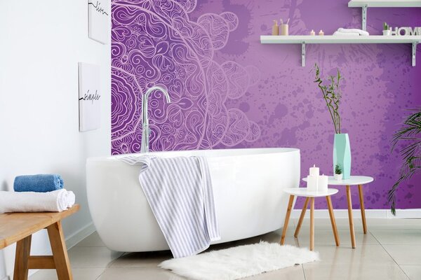 Tapet arabesca violetă pe un fundal abstract