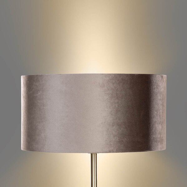 Lampă de podea din alamă cu abajur din catifea taupe 50cm - Simplo