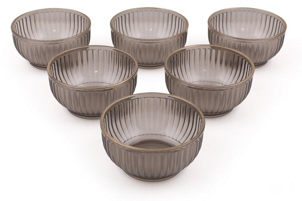 Set 6 boluri, Fumuriu, 10x10x5 cm