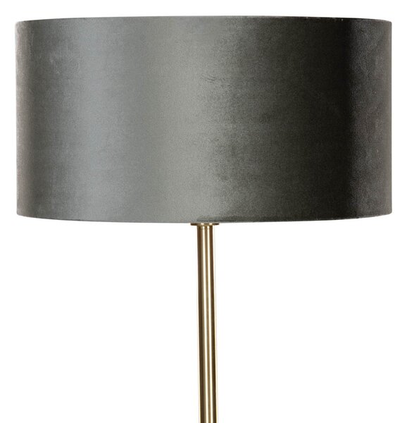 Lampă de podea din alamă cu abajur din catifea verde 50cm - Simplo