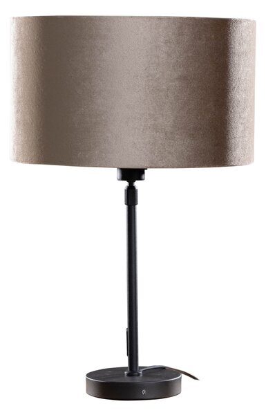 Lampă de masă neagră cu abajur din catifea taupe 35cm - Parte