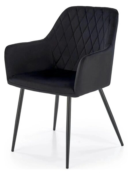 Scaun tapitat negru K558, stofa catifelata/metal, 59x60x86 cm
