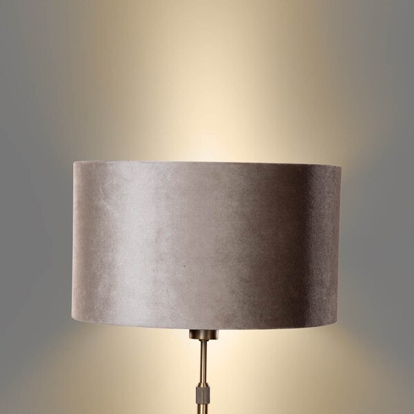 Lampă de masă bronz cu abajur din catifea taupe 35cm - Parte
