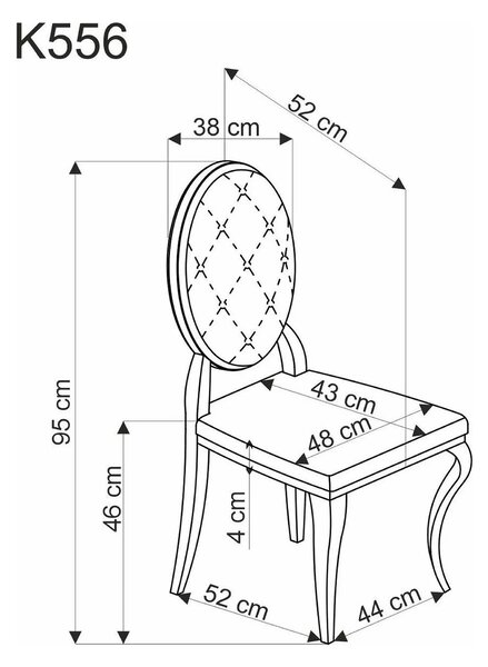 Scaun K556, negru/auriu, stofa catifelata/metal, 48x52x96 cm