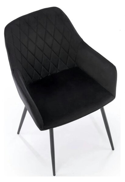 Scaun tapitat negru K558, stofa catifelata/metal, 59x60x86 cm