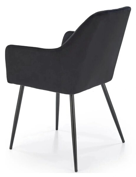 Scaun tapitat negru K558, stofa catifelata/metal, 59x60x86 cm