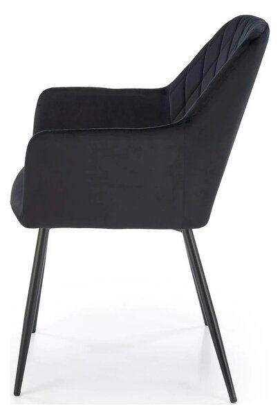 Scaun tapitat negru K558, stofa catifelata/metal, 59x60x86 cm