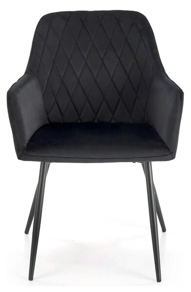 Scaun tapitat negru K558, stofa catifelata/metal, 59x60x86 cm