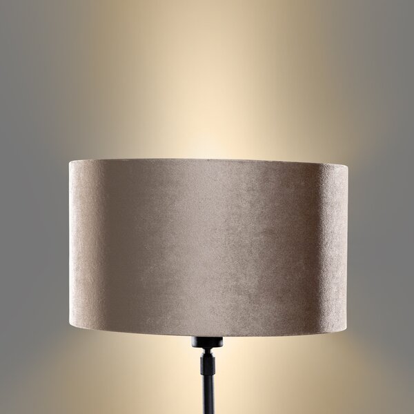 Lampă de masă neagră cu abajur din catifea taupe 35cm - Parte