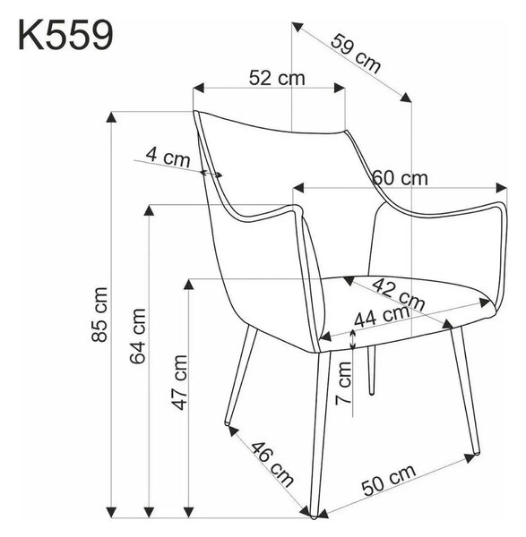 Scaun K559, gri/negru, stofa clasica/metal, 60x59x85 cm