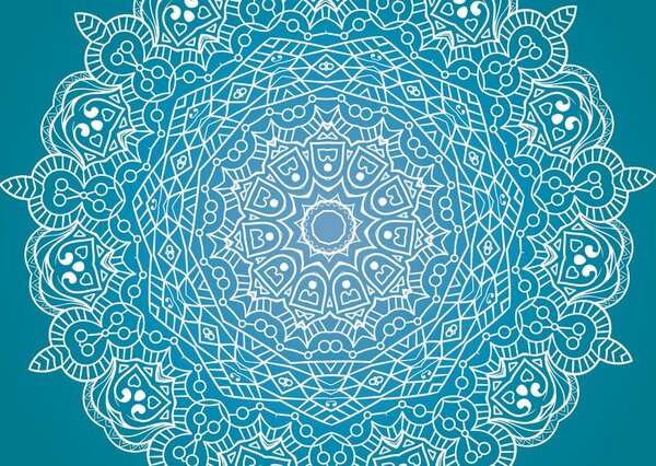 Tapet Mandala meditativă pe un fundal albastru