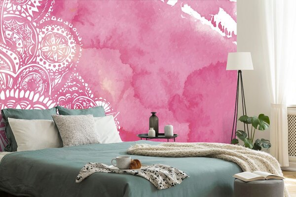 Tapet Mandala acuarel roz