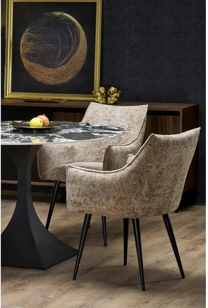 Scaun K559, bej/negru, stofa clasica/metal, 60x59x85 cm