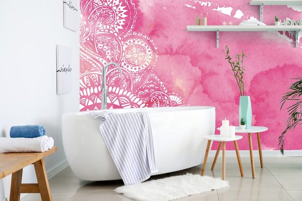 Tapet Mandala acuarel roz