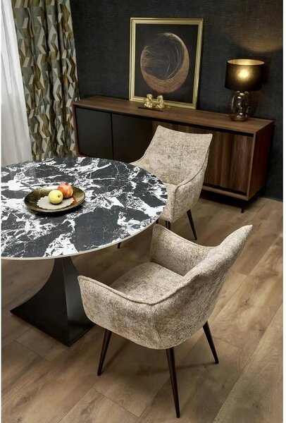 Scaun K559, bej/negru, stofa clasica/metal, 60x59x85 cm