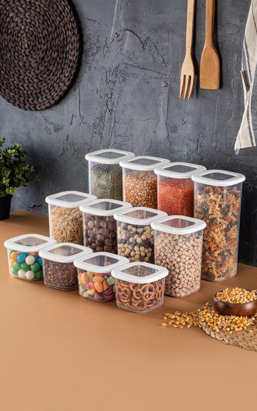 Set 12 Cutii pentru alimente, 3 marimi, 10x10x25 cm