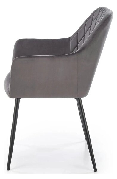 Scaun K558, gri/negru, stofa catifelata/metal, 59x60x86 cm