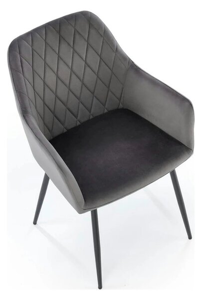 Scaun K558, gri/negru, stofa catifelata/metal, 59x60x86 cm