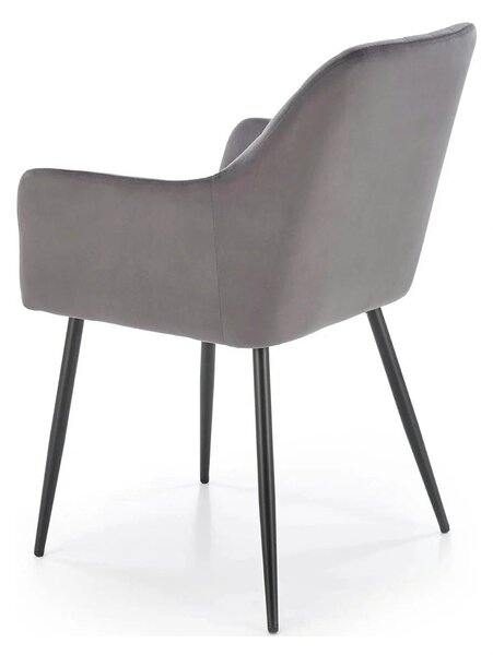 Scaun K558, gri/negru, stofa catifelata/metal, 59x60x86 cm