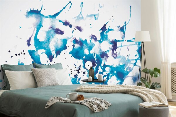 Tapet acuarel albastru în design abstract
