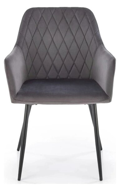 Scaun K558, gri/negru, stofa catifelata/metal, 59x60x86 cm
