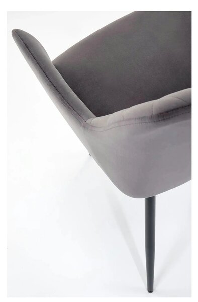 Scaun K558, gri/negru, stofa catifelata/metal, 59x60x86 cm