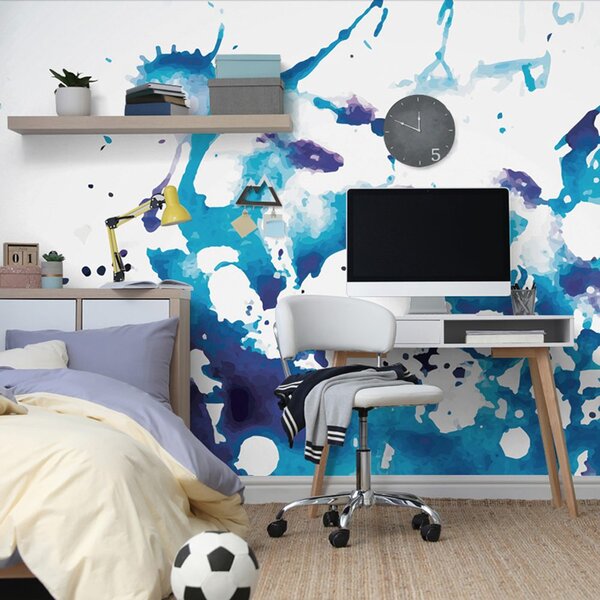 Tapet acuarel albastru în design abstract