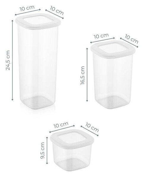 Set 12 Cutii pentru alimente, 3 marimi, 10x10x25 cm