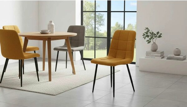 Scaun K560, galben/negru, stofa clasica/metal, 45x53x88 cm