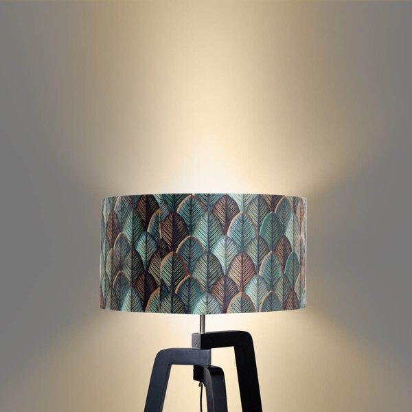 Lampă de podea neagră cu abajur din catifea cu design frunze 50cm - Puros