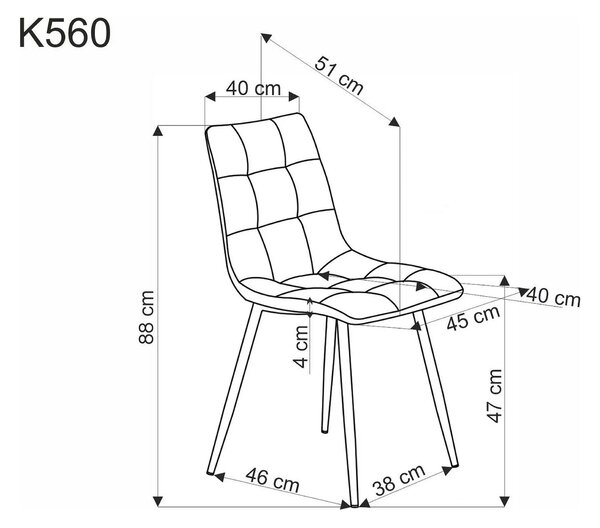 Scaun K560, bej/negru, stofa clasica/metal, 45x53x88 cm