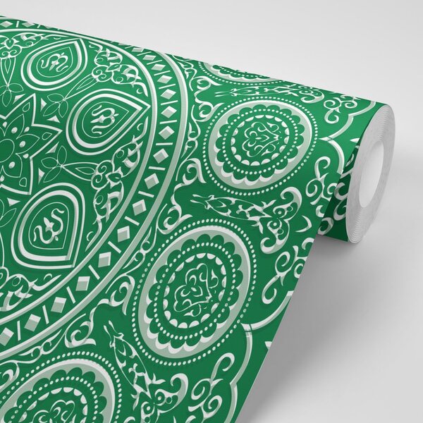 Tapet Mandala etnică delicată în design verde