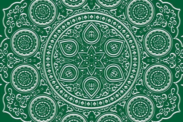 Tapet Mandala etnică delicată în design verde