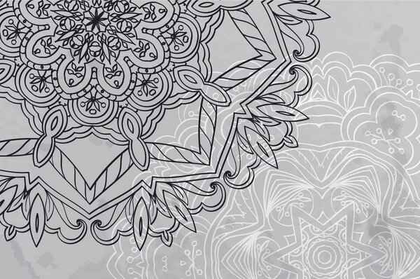 Tapet Mandala în design alb-negru