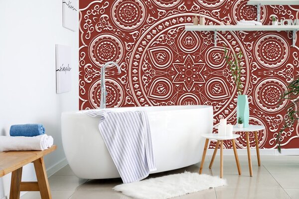 Tapet Mandala etnică delicată în design vișiniu