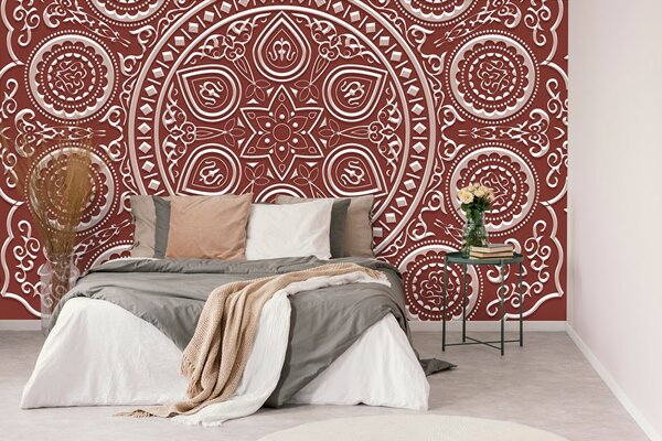 Tapet Mandala etnică delicată în design vișiniu