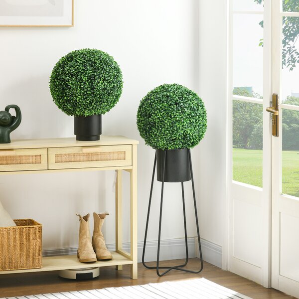 HOMCOM Set de 2 Bile Artificiale, Bile de Arbori Topiari din Buxus, Ø40cm, Verde | Aosom Romania