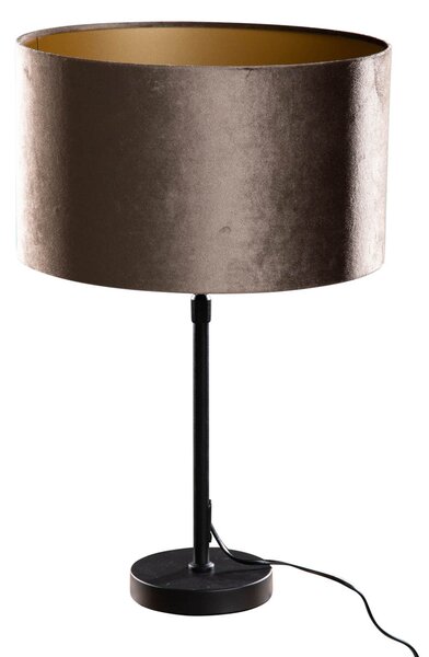 Lampă de masă neagră cu abajur de catifea maro 35cm - Parte